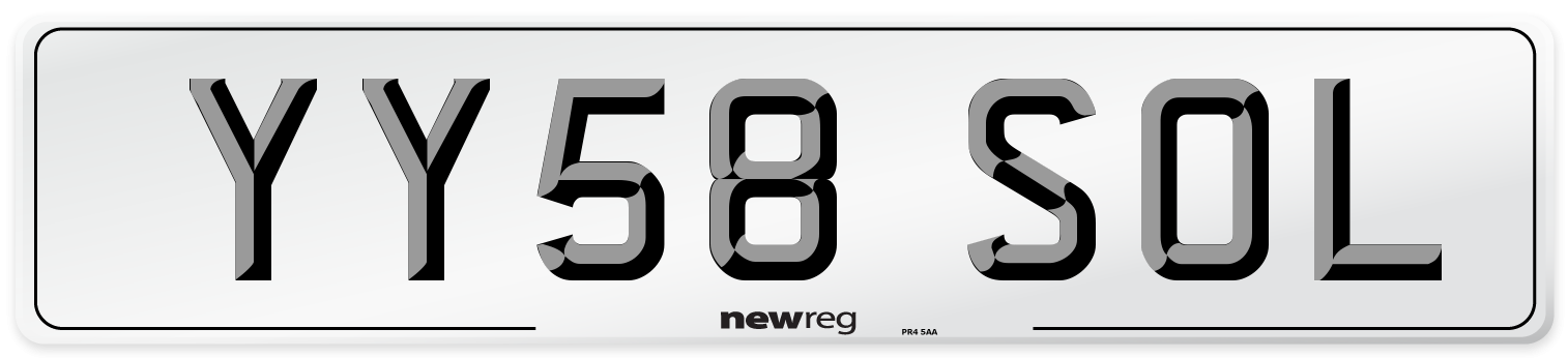 YY58 SOL Number Plate from New Reg